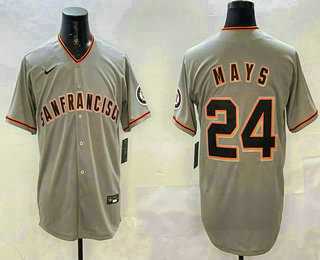 Mens San Francisco Giants #24 Willie Mays Grey Limited Stitched Jersey